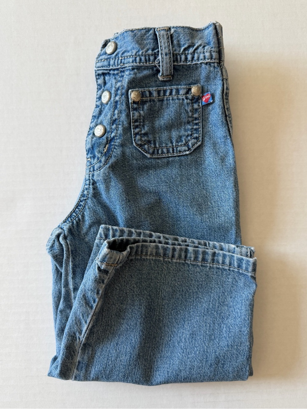 Vintage Old Navy Girls Y2K Wide Leg Jeans Heart Buttons Size 2